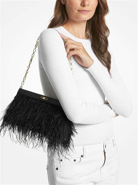 Tabitha Large Feather Embellished Clutch 